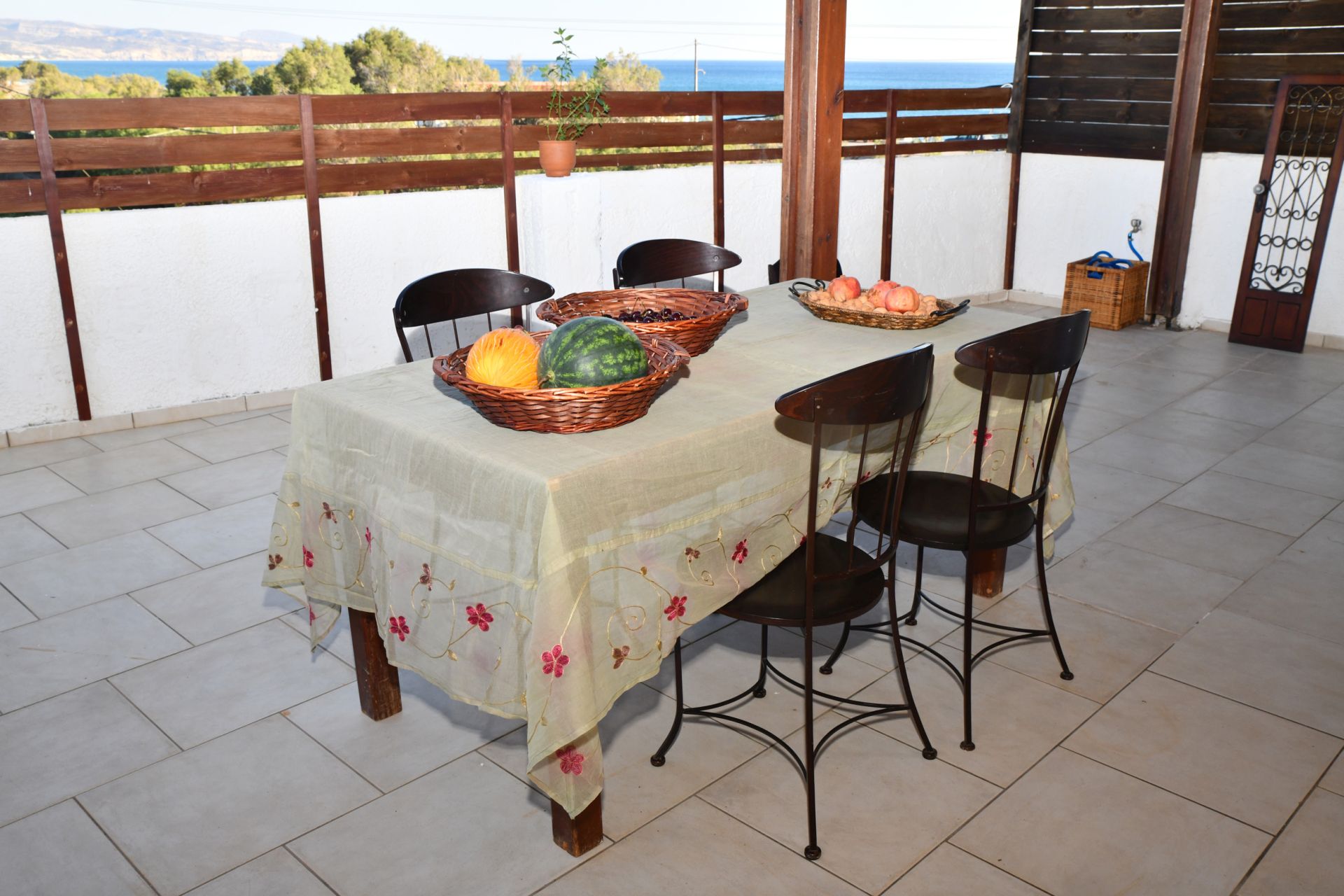 picture into the blue balcony with sea view